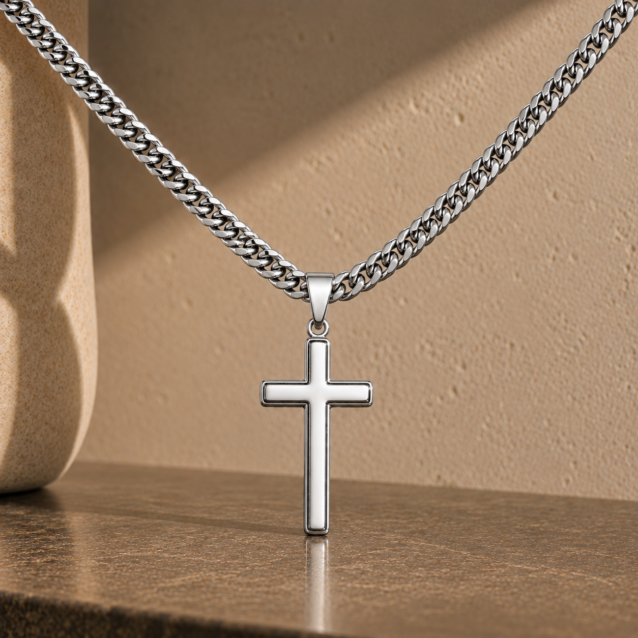 Artisan Cross with Cuban Link Chain