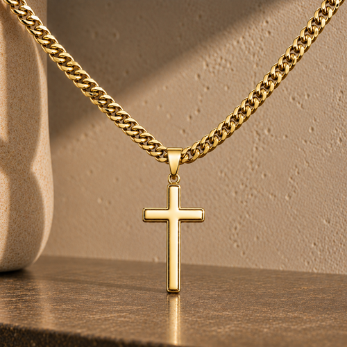 Artisan Cross with Cuban Link Chain