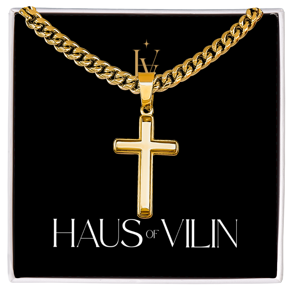 Artisan Cross with Cuban Link Chain