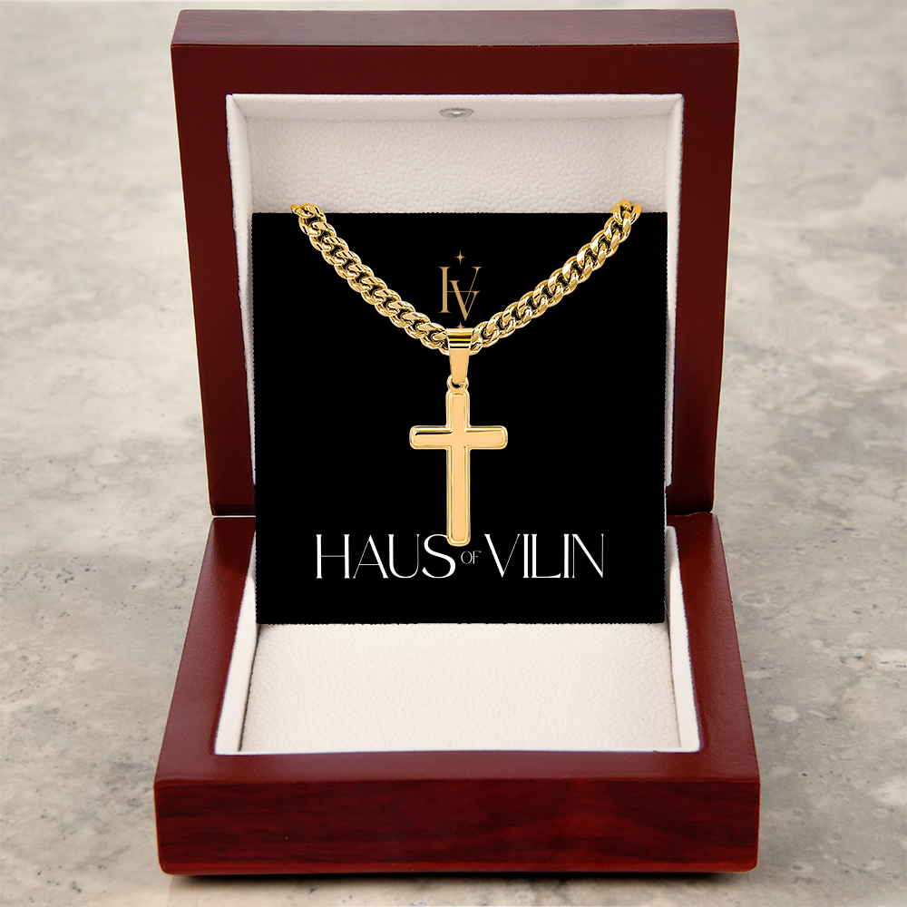 Artisan Cross with Cuban Link Chain